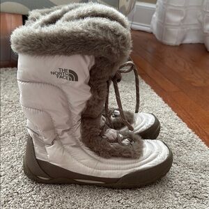 The North Face White and Brown Winter Boots